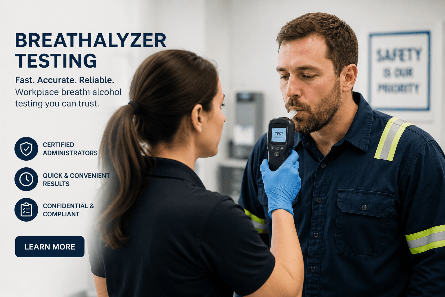 Workplace breath alcohol testing with certified administrator and handheld breathalyzer — OnSite Employer Testing